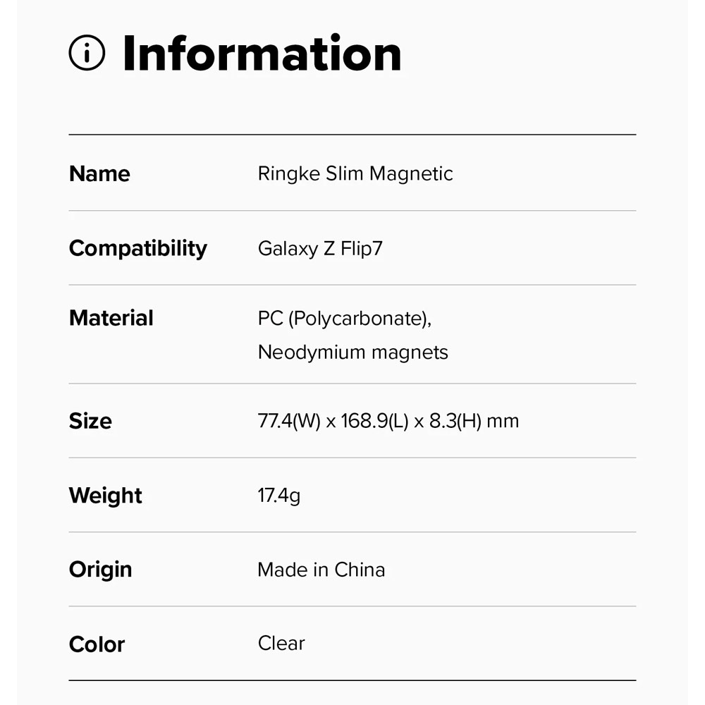 Picture of Samsung Galaxy Z Flip 7 Case | Ringke Slim Magnetic Case for Samsung Galaxy Z Flip 7 (Clear)