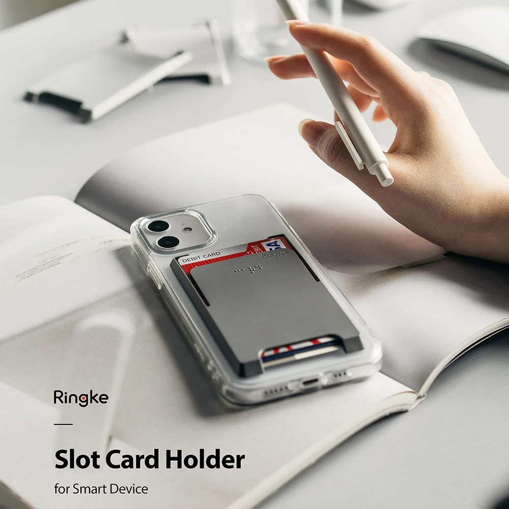 Picture of Ringke Slot Card Holder Max Holder 3 Card 3M Adhesive Sticker with High Quality PC Material for Smartphone (Clear Mist)