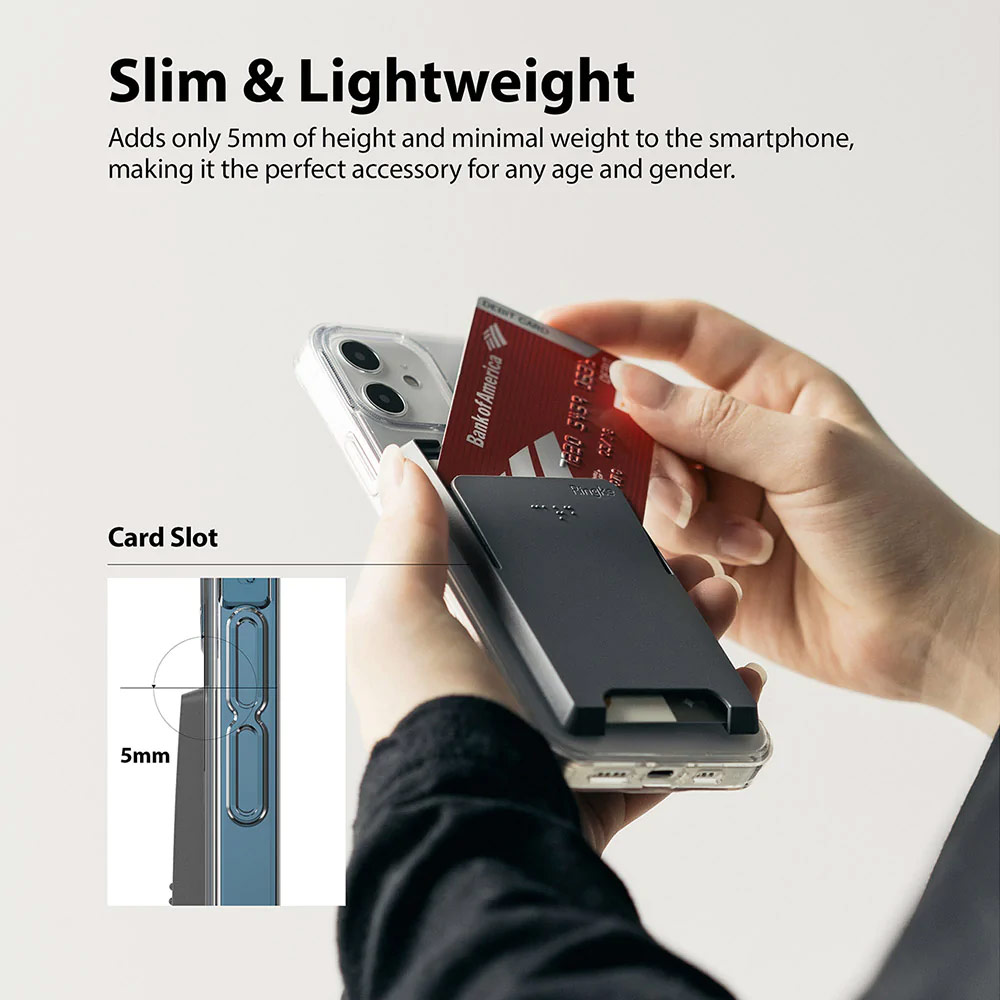 Picture of Ringke Slot Card Holder Max Holder 3 Card 3M Adhesive Sticker with High Quality PC Material for Smartphone (Clear Mist)