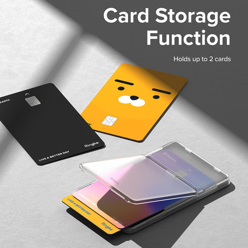 Picture of Ringke 2 in 1 Adhesive Card Holder Stand Slot Kickstand with High Quality PC Material for Smartphone (Clear Light Gray)