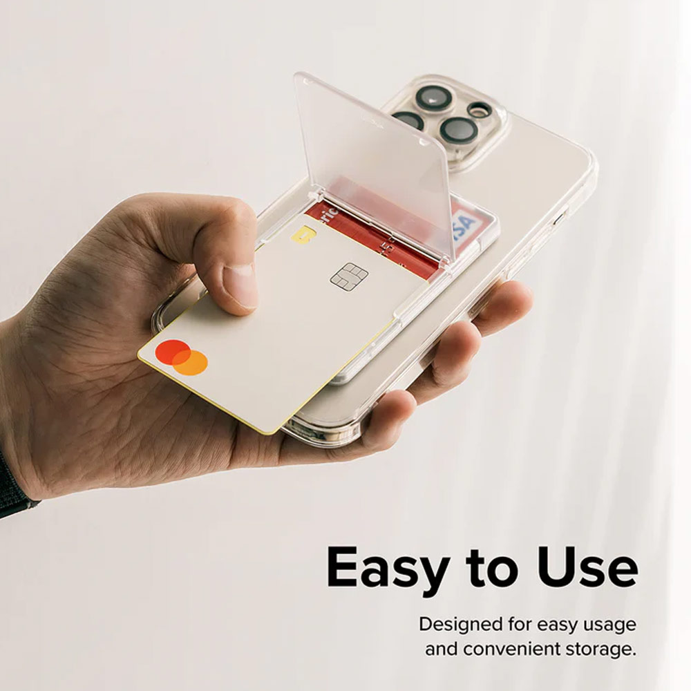 Picture of Ringke 2 in 1 Adhesive Card Holder Stand Slot Kickstand with High Quality PC Material for Smartphone (Clear Light Gray)