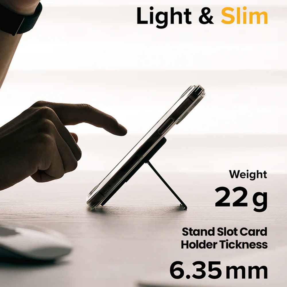 Picture of Ringke 2 in 1 Adhesive Card Holder Stand Slot Kickstand with High Quality PC Material for Smartphone (Clear Light Gray)