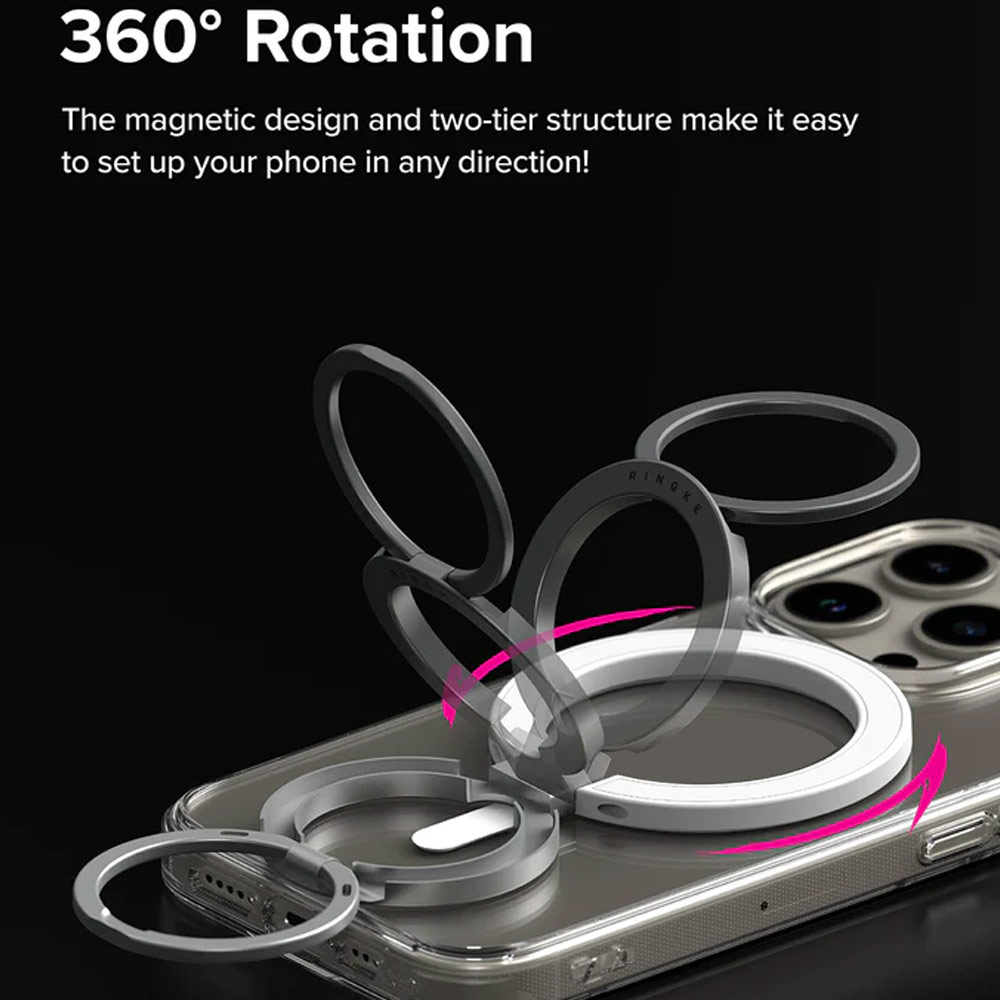 Picture of Ringke Smart Ring Magnetic Ring Holder Phone Grip and Kickstand Stand Compatible with Magsafe (White)