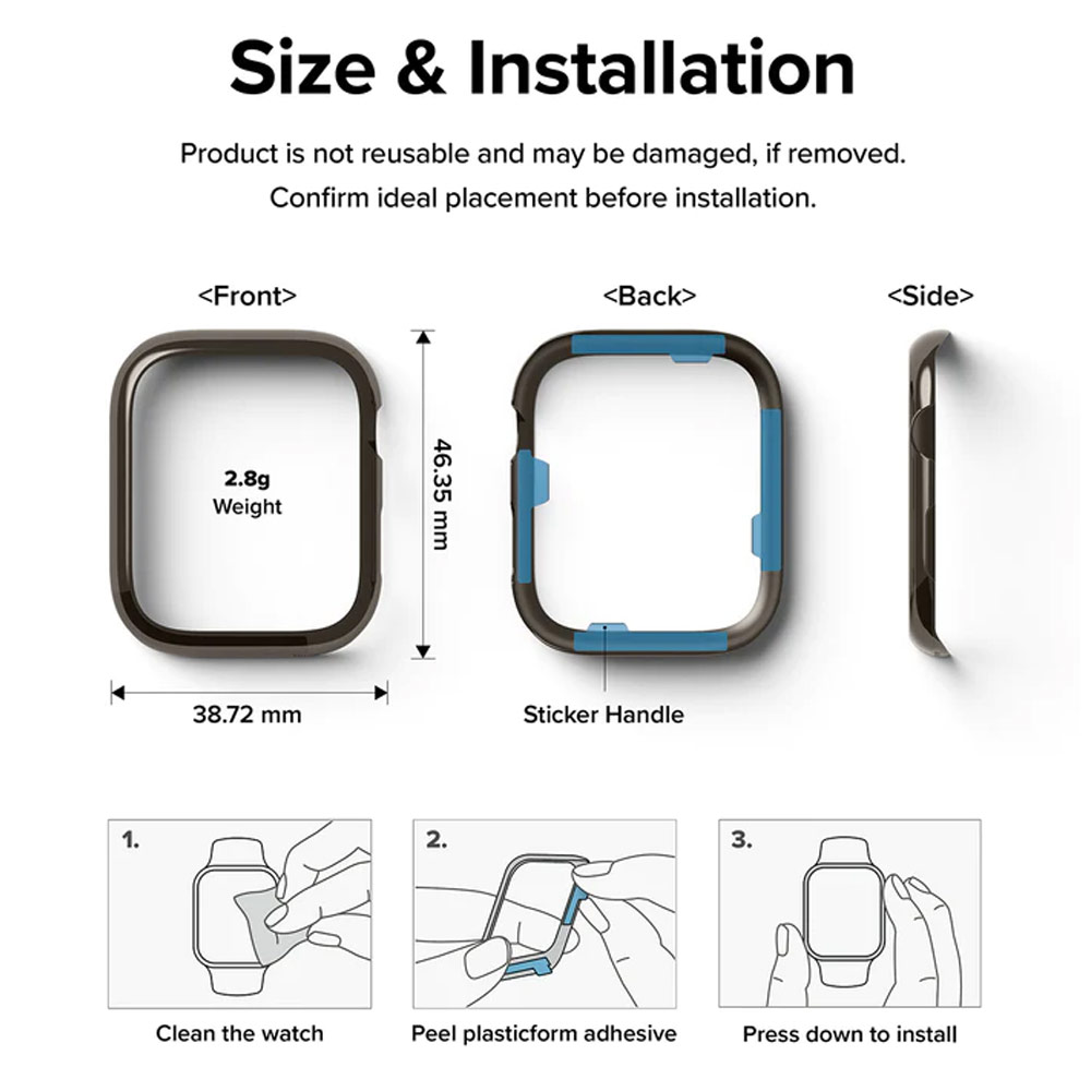 Picture of Apple Watch 41mm  | Ringke Adhesive Stainless Steel  Bezel Styling for Apple Watch Series 7 8 9 41mm  (Graphite)
