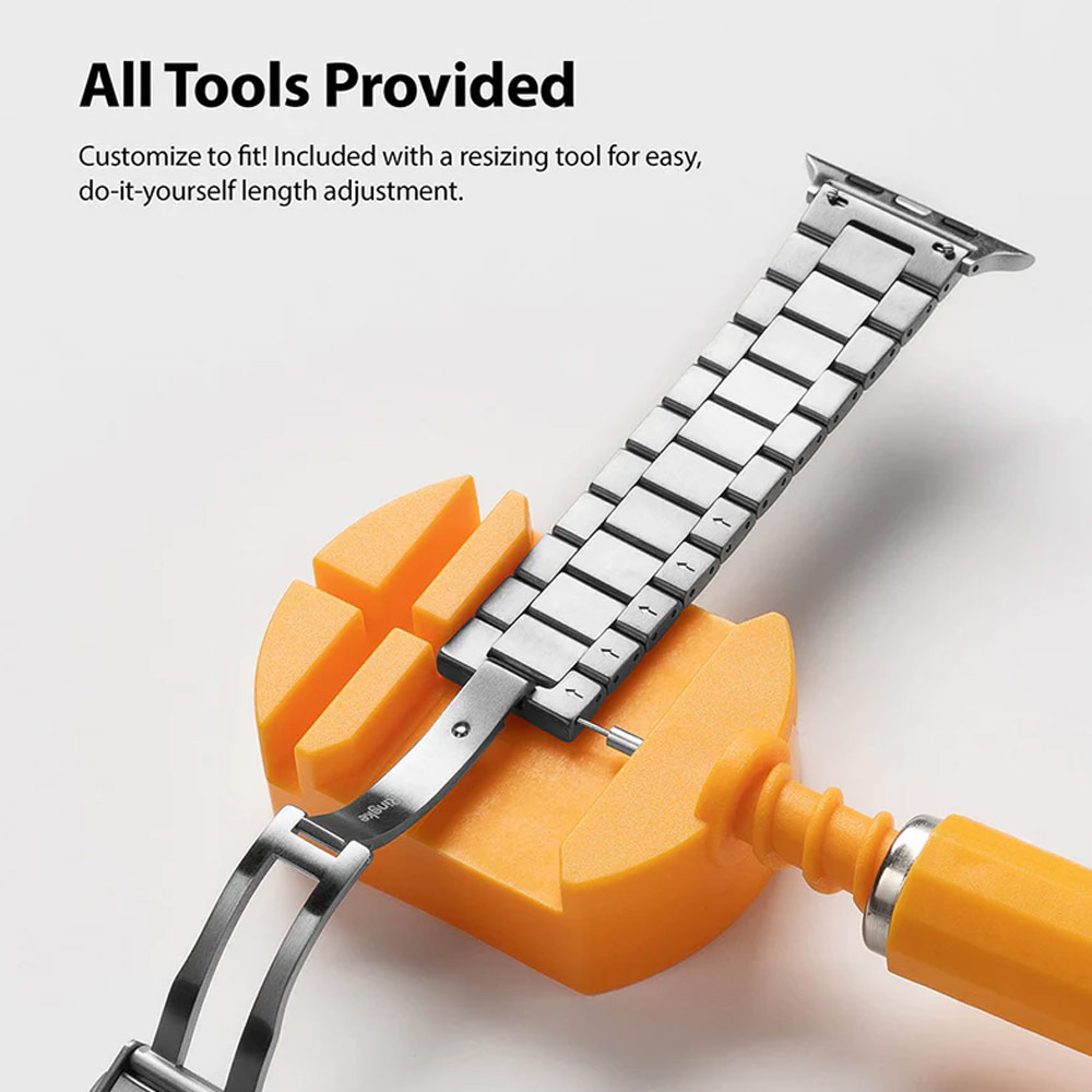 Picture of Apple Watch 49mm	Ultra  | Ringke Stainless Steel Metal One Band Alpha Strap for Apple Watch Series 4 5 6 8 42mm 44mm 45mm 49mm Ultra (Silver)