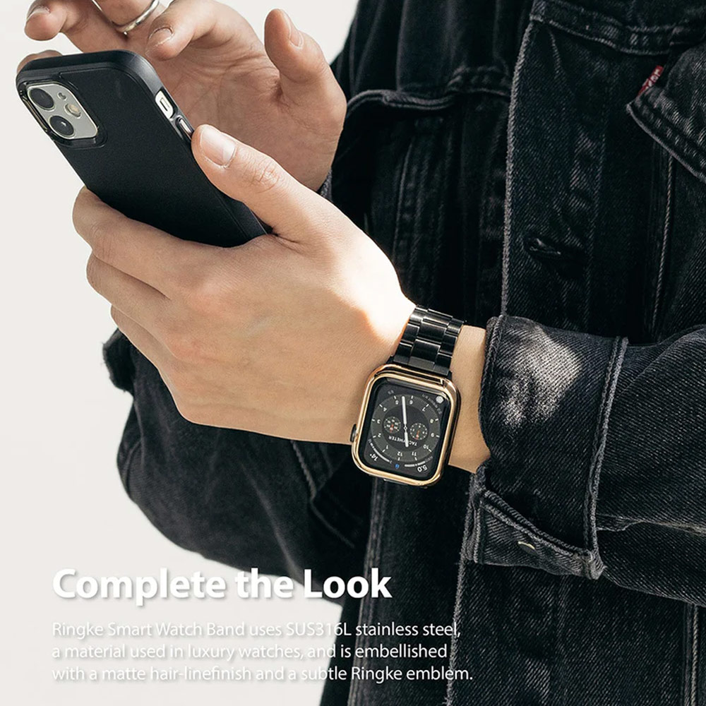 Picture of Apple Watch 42mm  | Ringke Stainless Steel Metal One Band Strap for Apple Watch Series 4 5 6 8 42mm 44mm 45mm 49mm Ultra (Silver)