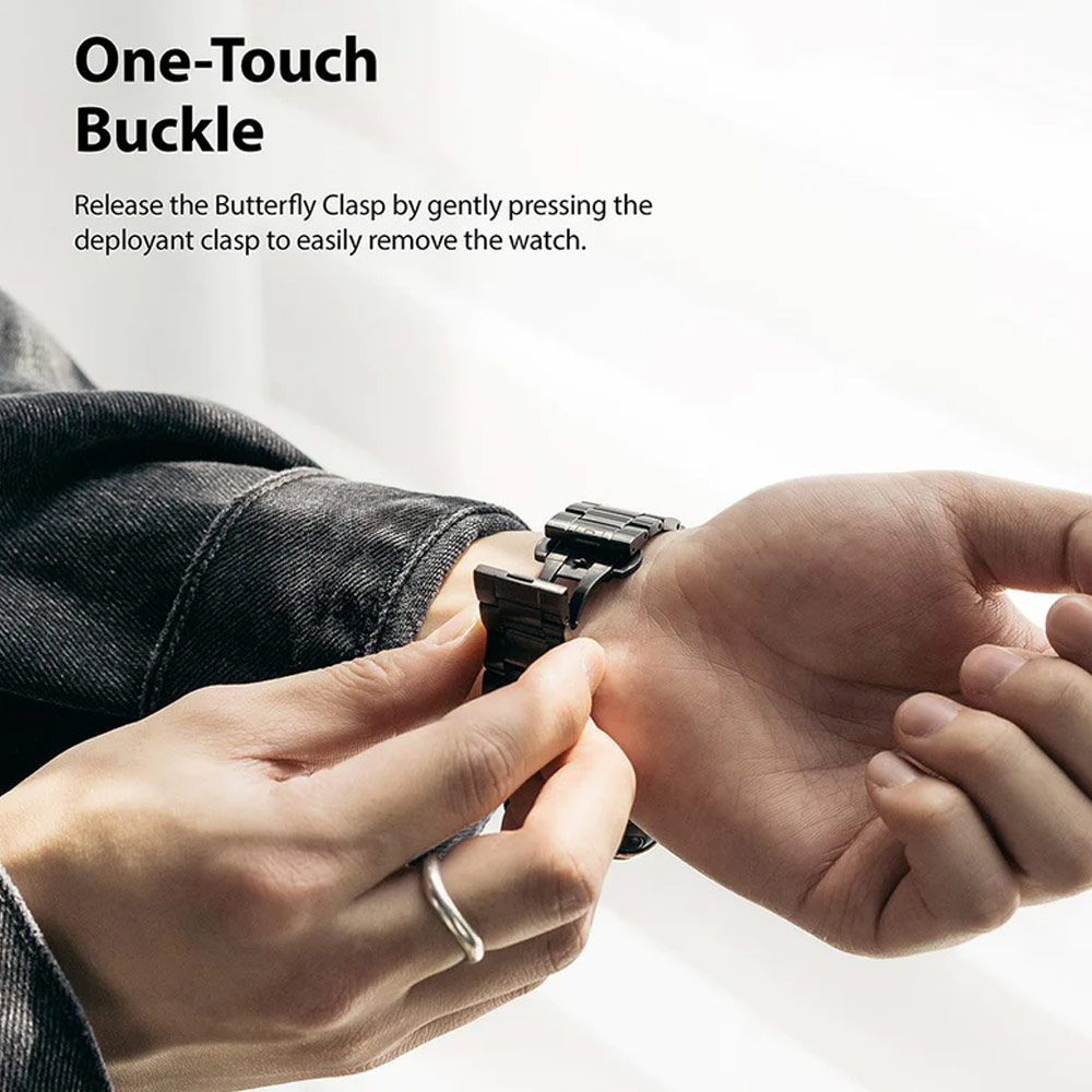 Picture of Apple Watch 42mm  | Ringke Stainless Steel Metal One Band Strap for Apple Watch Series 4 5 6 8 42mm 44mm 45mm 49mm Ultra (Silver)