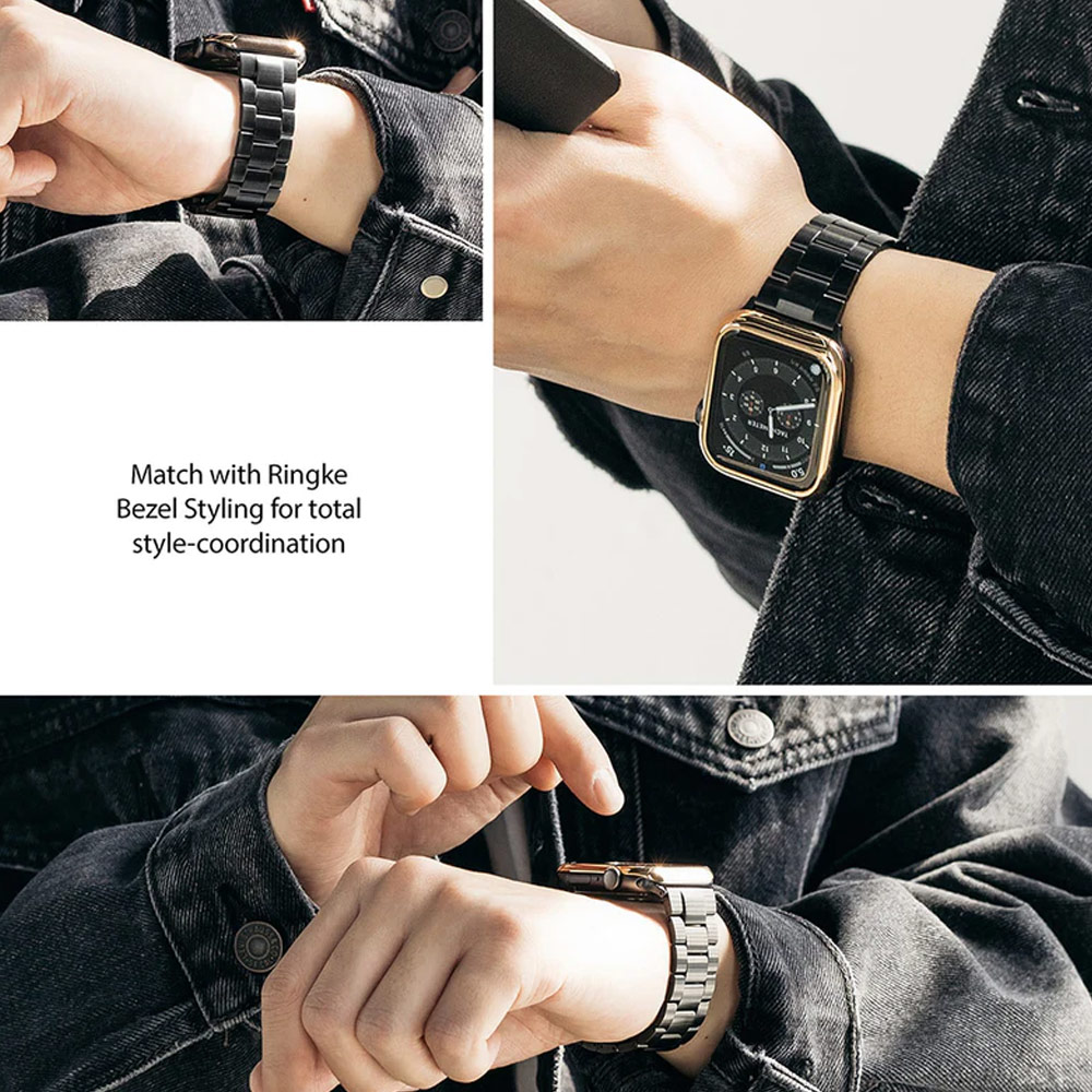 Picture of Apple Watch 42mm  | Ringke Stainless Steel Metal One Band Strap for Apple Watch Series 4 5 6 8 42mm 44mm 45mm 49mm Ultra (Silver)