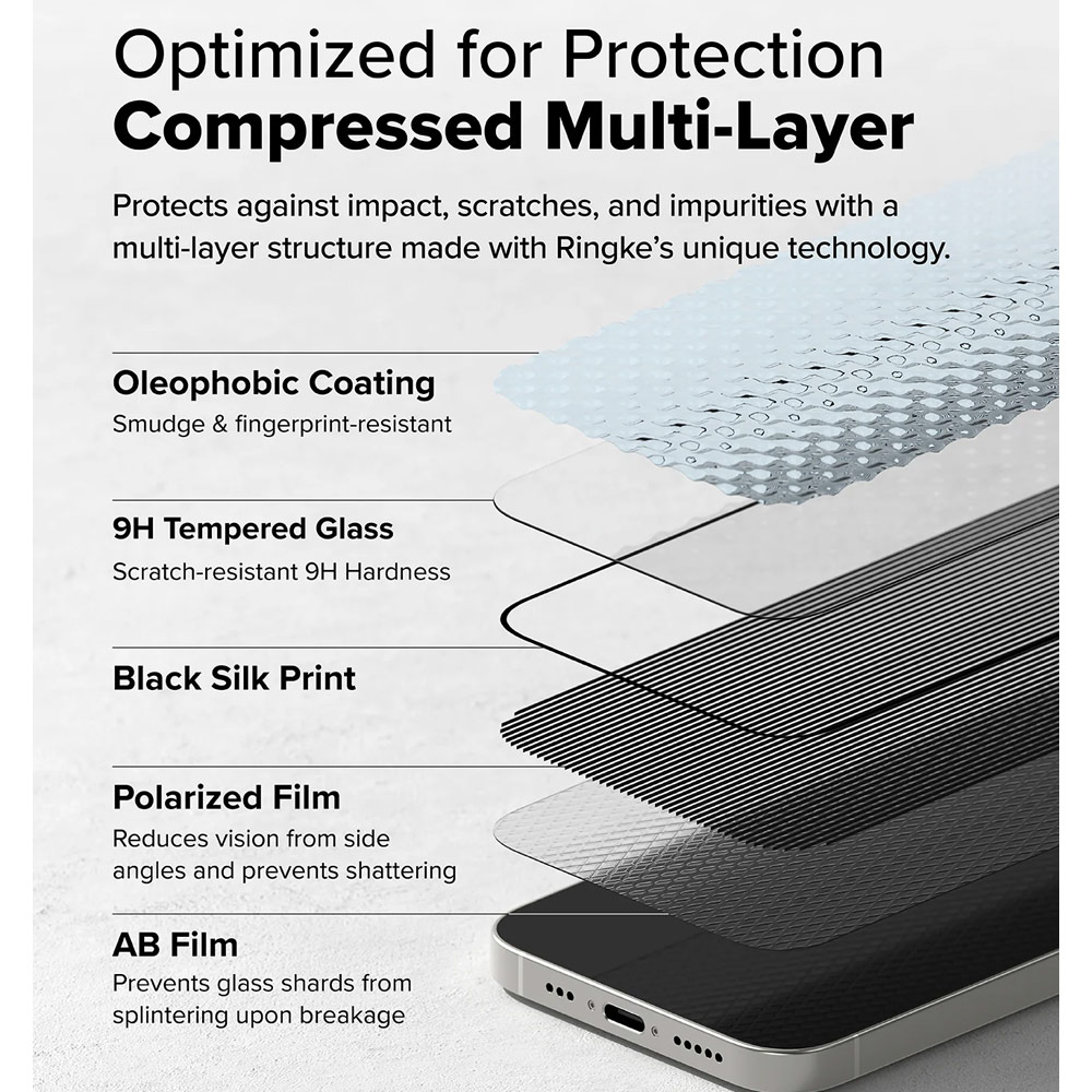 Picture of Apple iPhone 13 6.1 Screen Protector | Ringke Easy Slide Tempered Glass Screen Protector for iPhone 16e 14 13 13 Pro (Privacy Anti Peep) 2pcs