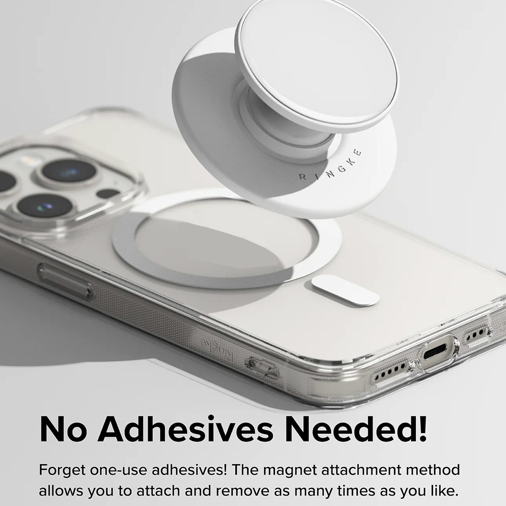 Picture of Ringke Tok Magnetic Grip Stand Holder Popsocket similar Grip Holder (Glossy White)