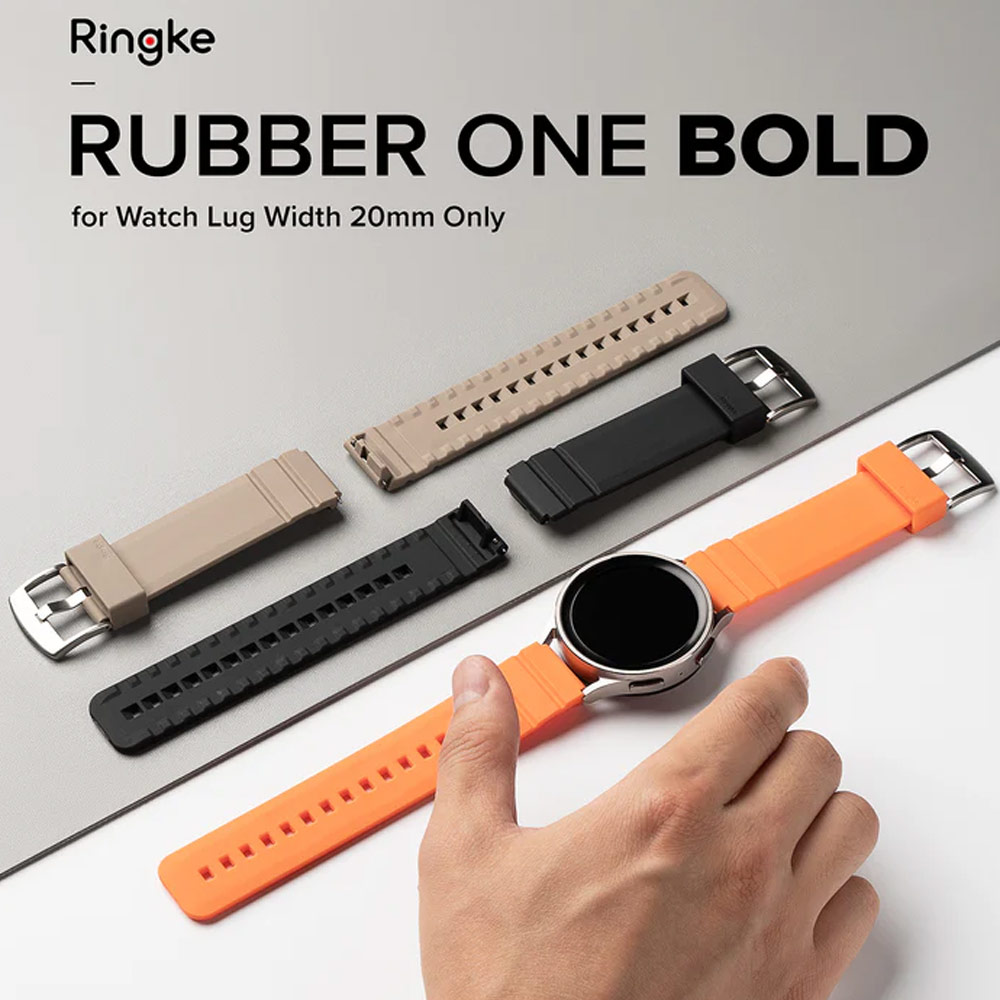Picture of Samsung Galaxy Watch 4 40mm | Ringke TPU Rubber One Band Bold Waterproof Sweat Proof Strap Watch Lug 20mm for Galaxy Watch Series 3 4 5 5 Pro Active 40mm 41mm 42mm 44mm 45mm 45mm (Gray Sand)