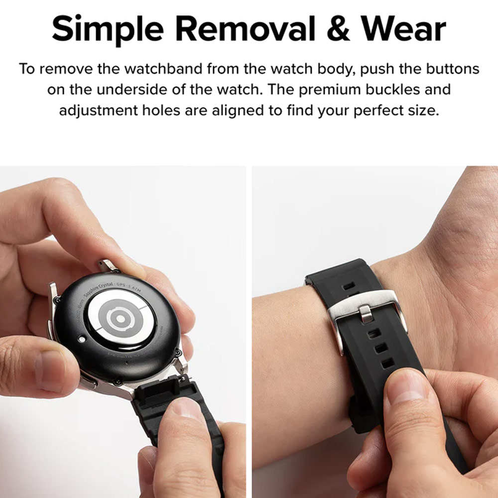 Picture of Samsung Galaxy Watch 4 40mm | Ringke TPU Rubber One Band Bold Waterproof Sweat Proof Strap Watch Lug 20mm for Galaxy Watch Series 3 4 5 5 Pro Active 40mm 41mm 42mm 44mm 45mm 45mm (Gray Sand)