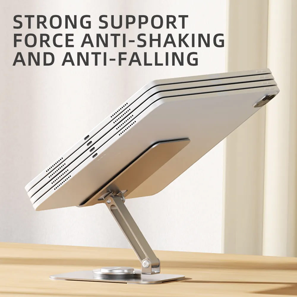 Picture of Rock Universal Rotatable Foldable Aluminum Phone Tablets Stand for iPad iPad Air iPad Pro iPhone 16 Pro Max (Gray)