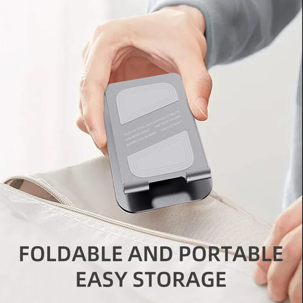 Picture of Rock Universal Rotatable Foldable Aluminum Phone Tablets Stand for iPad iPad Air iPad Pro iPhone 16 Pro Max (Gray)