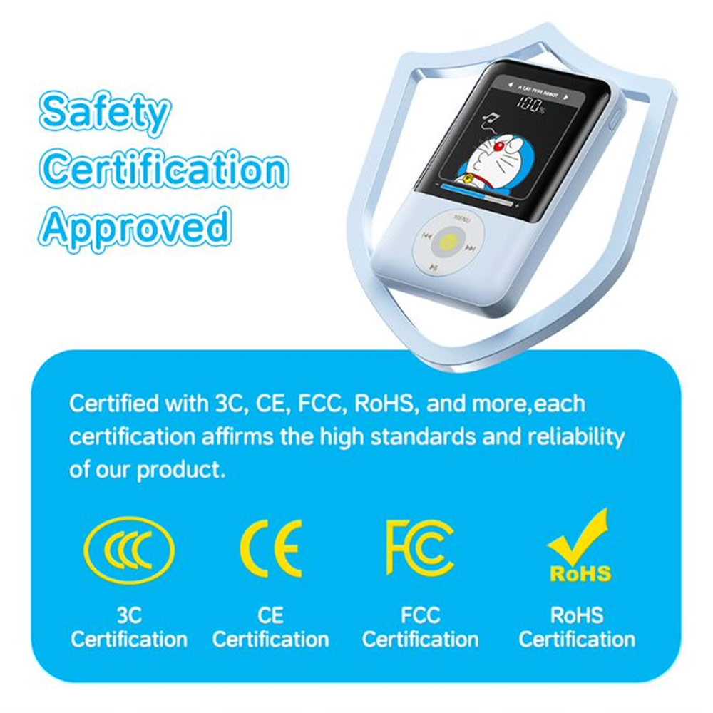 Picture of Rock CCC 3C Certified Power Bank Mini Compact Size PD 20W 10000mAh Travel Portable Small Palm Size Compact Mini CCC Power Bank powerbank with Multiple Built in Cable USB C USB L (Doraemon)