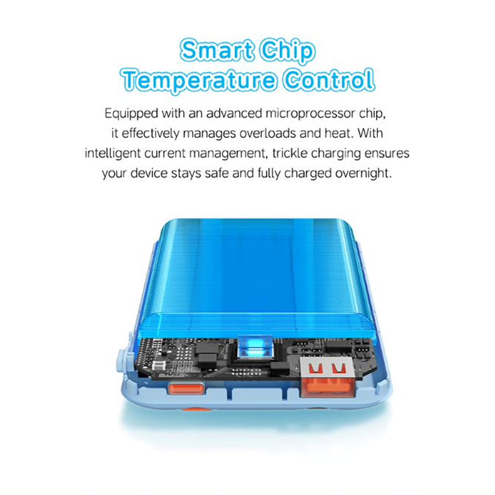 Picture of Rock CCC 3C Certified Power Bank Mini Compact Size PD 20W 10000mAh Travel Portable Small Palm Size Compact Mini CCC Power Bank powerbank with Multiple Built in Cable USB C USB L (Doraemon)