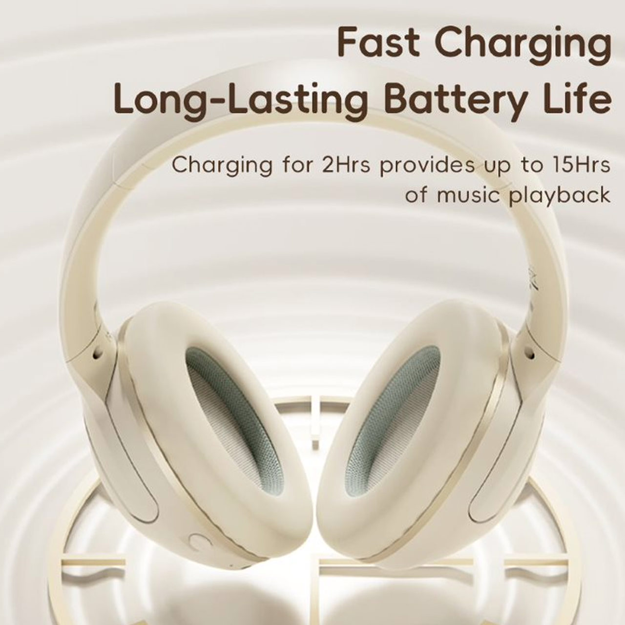 Picture of Rock O3 Bluetooth Wireless Headphone with ANC noise cancellation Foldable Soft PU Over Ear Cushion (Light Gray)