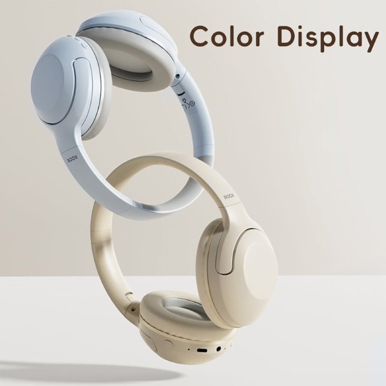 Picture of Rock O3 Bluetooth Wireless Headphone with ANC noise cancellation Foldable Soft PU Over Ear Cushion (Light Gray)
