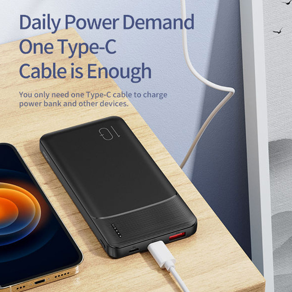 Picture of Rock Fast Charge 18W 20W 10000mAh Power Bank with Multiple Outputs USB C USB A (Black)