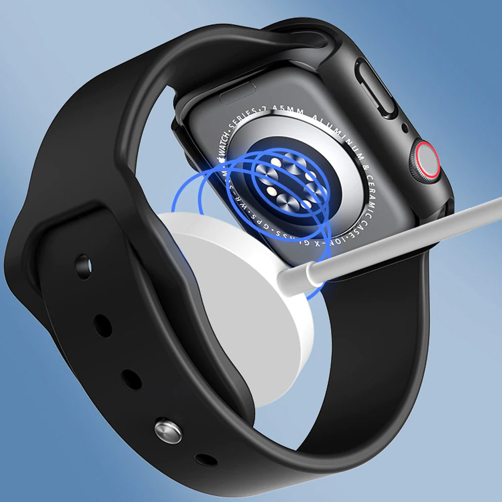 Picture of Apple Watch 45mm Case | Rock Integrated Case with High Sensitivity Touch 9H Tempered Glass for Apple Watch 45mm (Black)