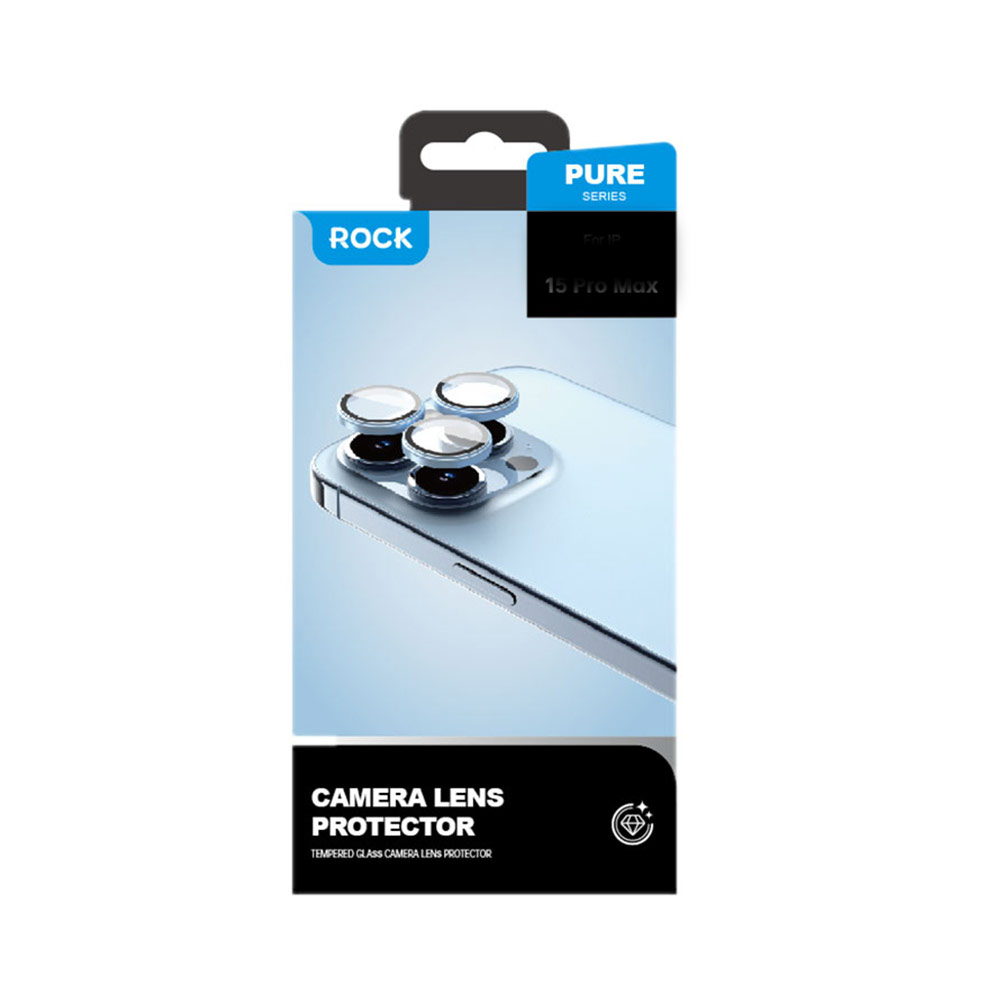 Picture of Apple iPhone 15 Pro 6.1  | Rock Pure Series Glass Camera Lens Aluminum Frame Protector For iPhone 15 Pro 6.1 15 Pro Max 6.7 (Tarnish)