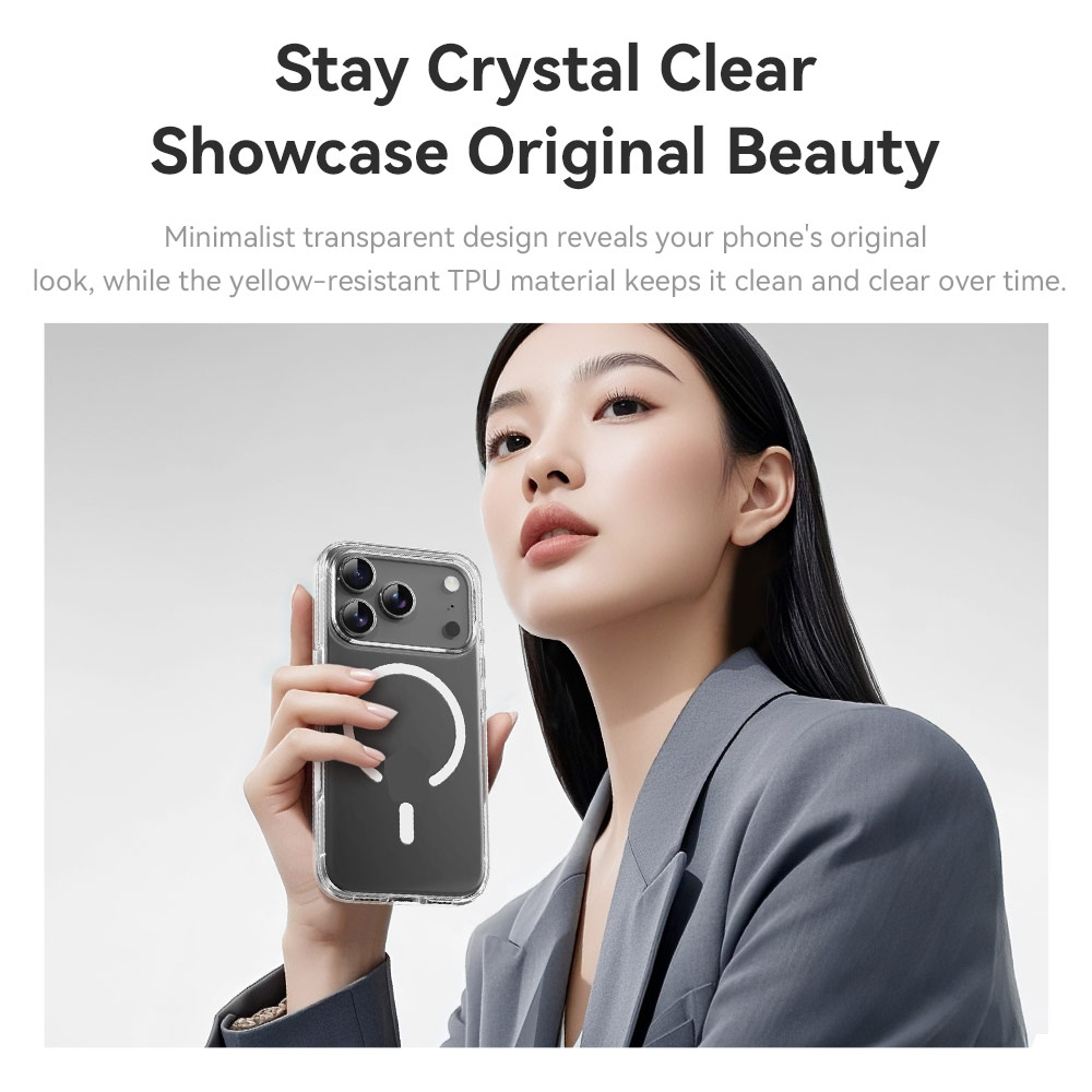 Picture of Apple iPhone Air 6.5 Case | Rock Crystal Shield Magnetic Drop Protection Case for iPhone Air 6.5 (Clear)