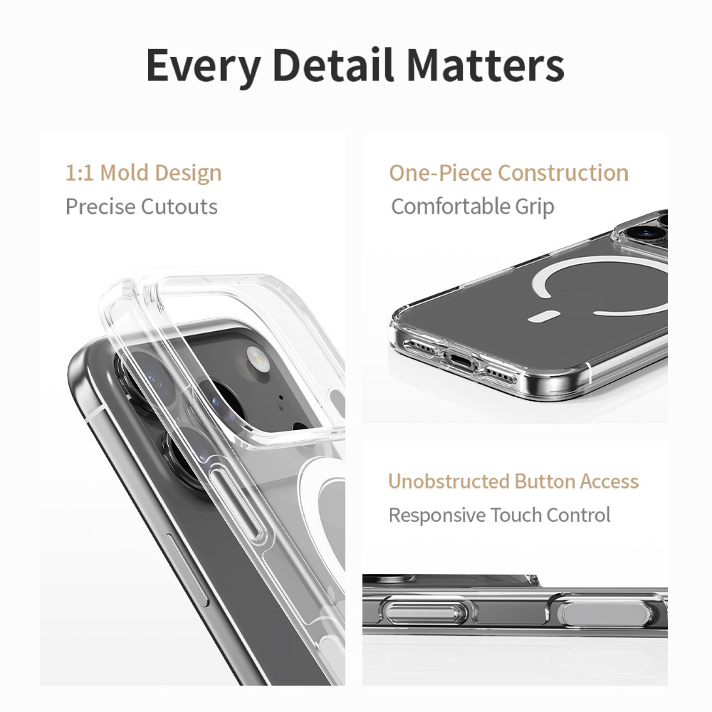 Picture of Apple iPhone Air 6.5 Case | Rock Crystal Shield Magnetic Drop Protection Case for iPhone Air 6.5 (Clear)