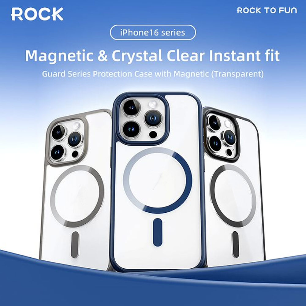 Picture of Apple iPhone 16 Pro 6.3 Case | Rock Guard Clear Transparent Magsafe Compatible Drop Protection Case for iPhone 16 Pro 6.3 (Clear Blue)