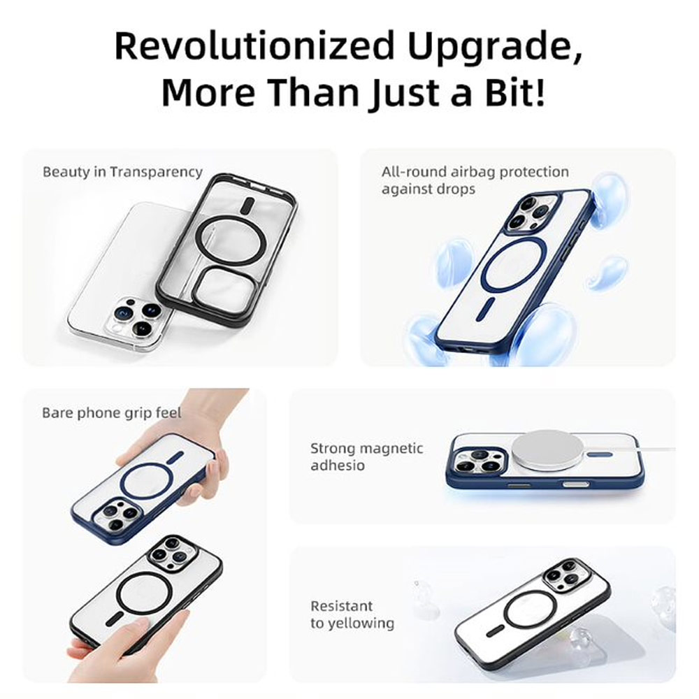 Picture of Apple iPhone 16 Pro 6.3 Case | Rock Guard Clear Transparent Magsafe Compatible Drop Protection Case for iPhone 16 Pro 6.3 (Clear Blue)