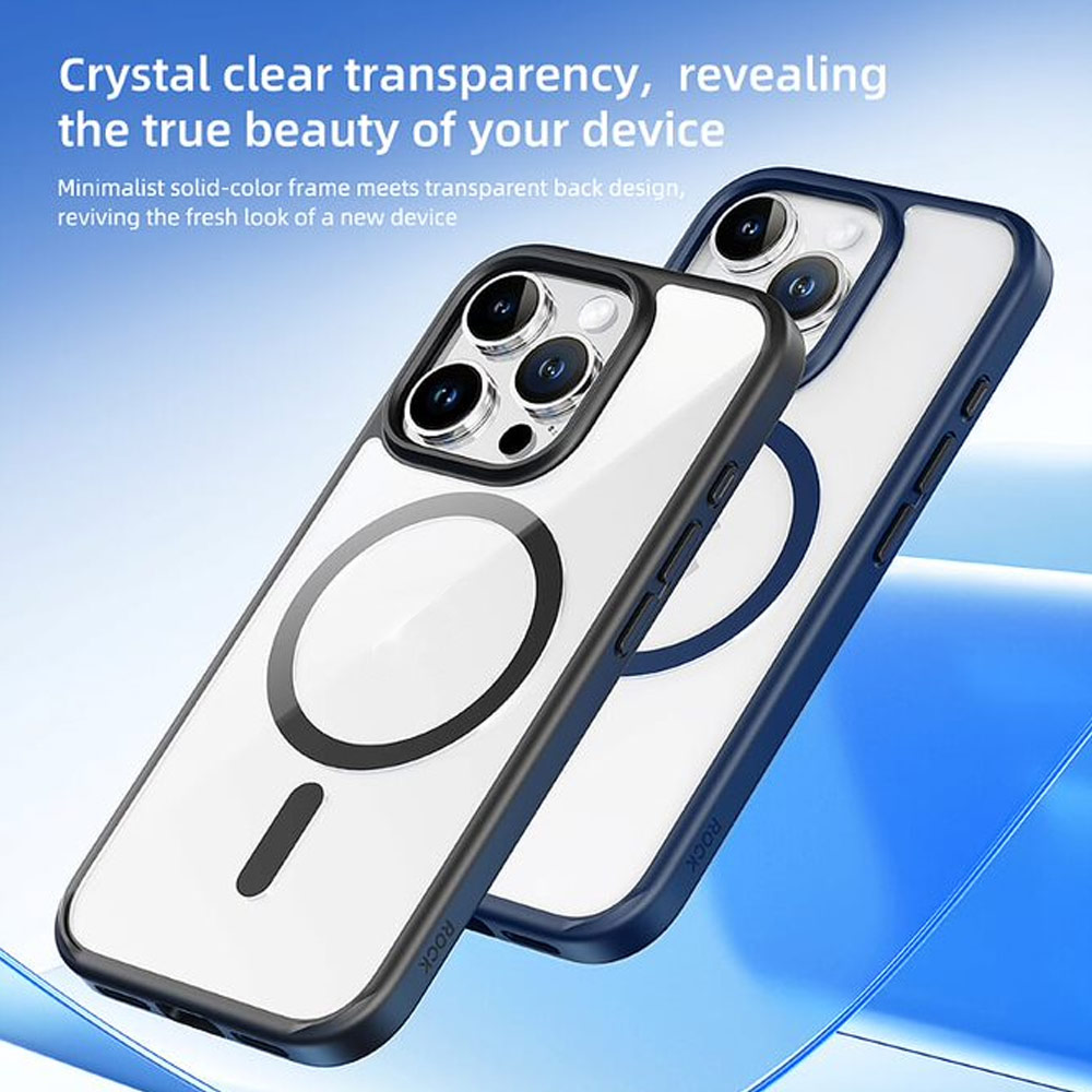 Picture of Apple iPhone 16 Pro 6.3 Case | Rock Guard Clear Transparent Magsafe Compatible Drop Protection Case for iPhone 16 Pro 6.3 (Clear Blue)