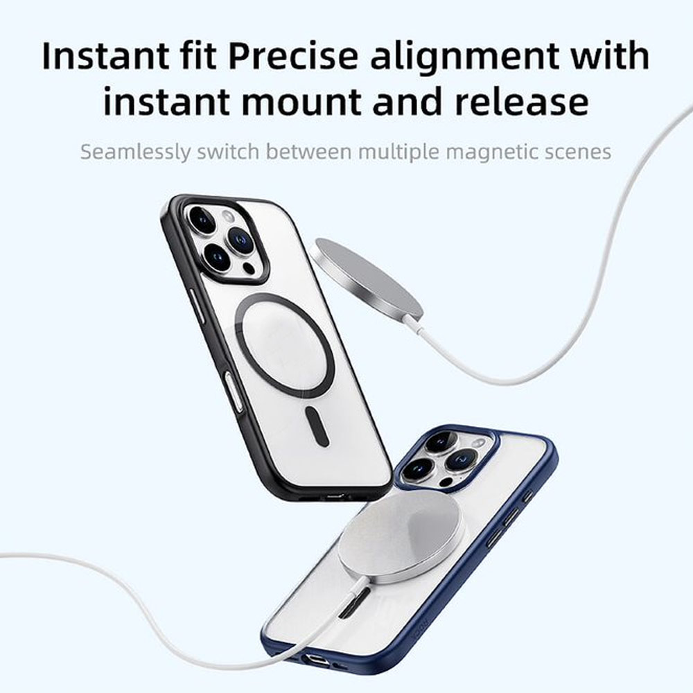 Picture of Apple iPhone 16 Pro 6.3 Case | Rock Guard Clear Transparent Magsafe Compatible Drop Protection Case for iPhone 16 Pro 6.3 (Clear Blue)