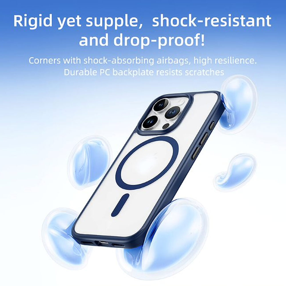 Picture of Apple iPhone 16 Pro 6.3 Case | Rock Guard Clear Transparent Magsafe Compatible Drop Protection Case for iPhone 16 Pro 6.3 (Clear Blue)