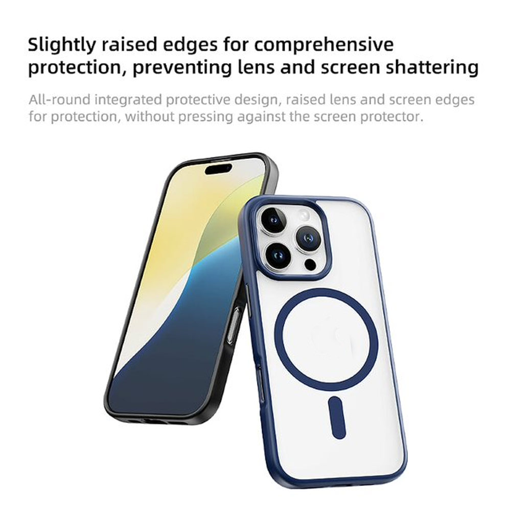 Picture of Apple iPhone 16 Pro 6.3 Case | Rock Guard Clear Transparent Magsafe Compatible Drop Protection Case for iPhone 16 Pro 6.3 (Clear Blue)