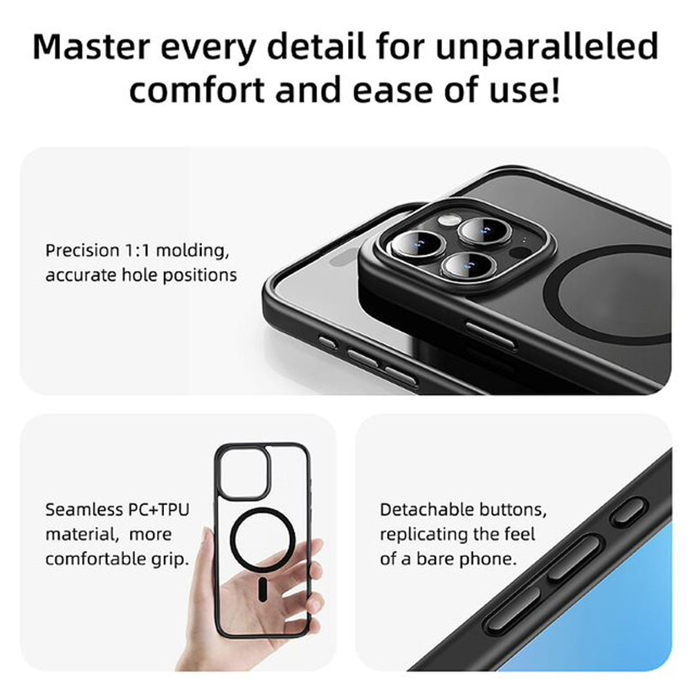 Picture of Apple iPhone 16 Pro 6.3 Case | Rock Guard Clear Transparent Magsafe Compatible Drop Protection Case for iPhone 16 Pro 6.3 (Clear Blue)