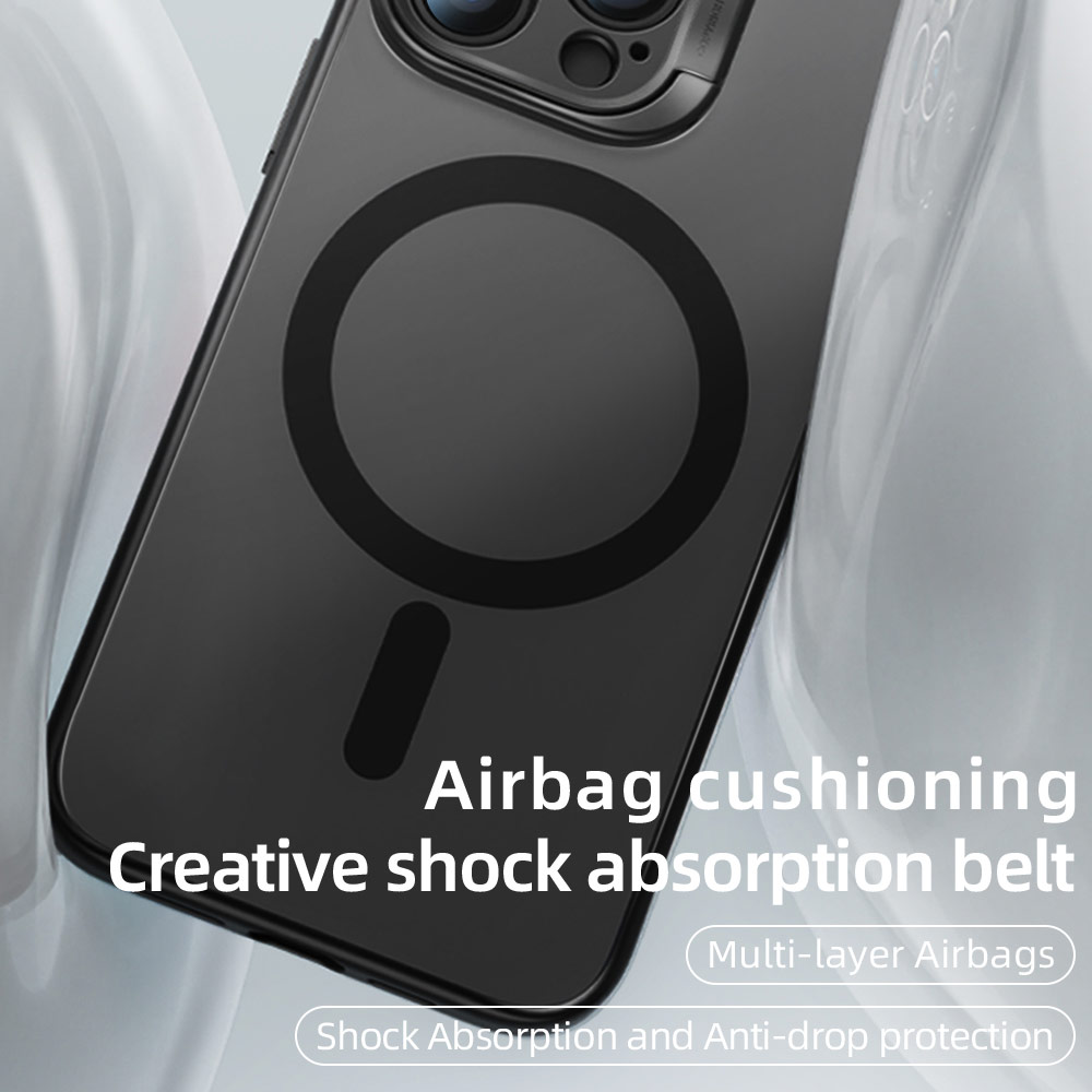 Picture of Apple iPhone 15 Pro 6.1 Case | Rock Guard Foldable Lens Bracket Kickstand Magnetic Drop Protection Case for iPhone 15 Pro 6.1 (Blue)