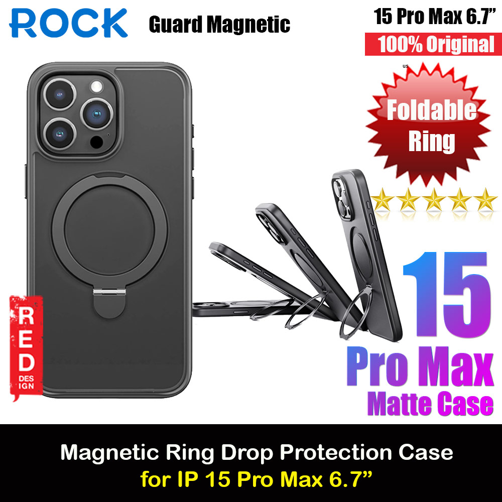 Picture of Rock Guard Magnetic Foldable Ring Stand Drop Protection Case for iPhone 15 Pro Max 6.7 (Matte Titanium Black) Apple iPhone 15 Pro Max 6.7- Apple iPhone 15 Pro Max 6.7 Cases, Apple iPhone 15 Pro Max 6.7 Covers, iPad Cases and a wide selection of Apple iPhone 15 Pro Max 6.7 Accessories in Malaysia, Sabah, Sarawak and Singapore 