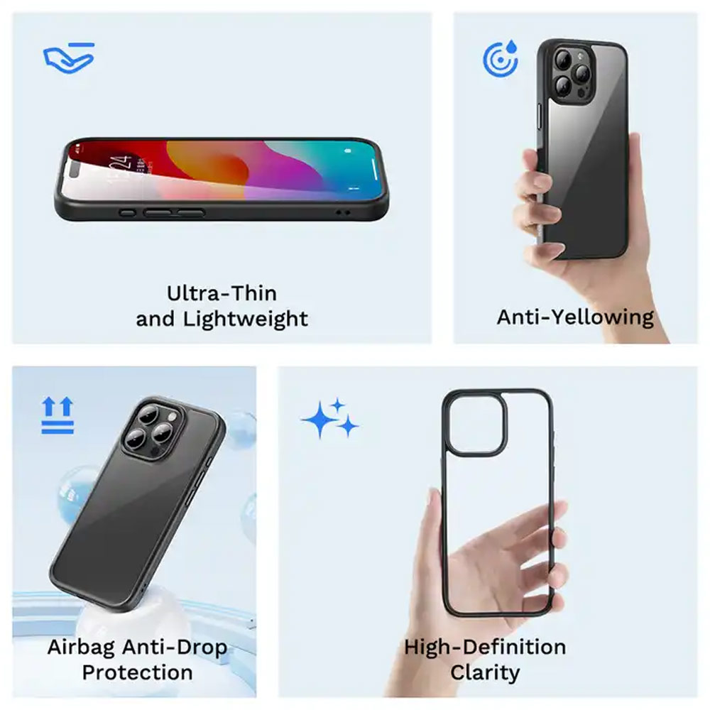 Picture of Apple iPhone 15 Pro 6.1 Case | Rock Guard Ultra Thin Light Weight Drop Protection Case for iPhone 15 Pro 6.1 (Grey)