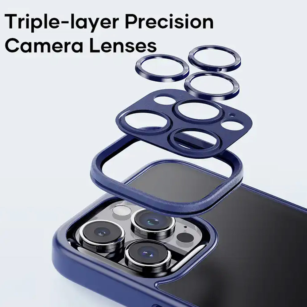 Picture of Apple iPhone 15 Pro 6.1 Case | Rock Guard Touch Lens Protection Anti Finger Print Drop Protection Case for iPhone 15 Pro 6.1 (Matte Blue)