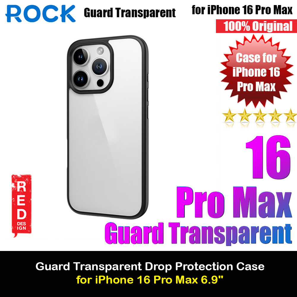 Picture of Rock Guard Clear Transparent Drop Protection Case for iPhone 16 Pro Max 6.9 (Clear Black) Apple iPhone 16 Pro Max 6.9- Apple iPhone 16 Pro Max 6.9 Cases, Apple iPhone 16 Pro Max 6.9 Covers, iPad Cases and a wide selection of Apple iPhone 16 Pro Max 6.9 Accessories in Malaysia, Sabah, Sarawak and Singapore 