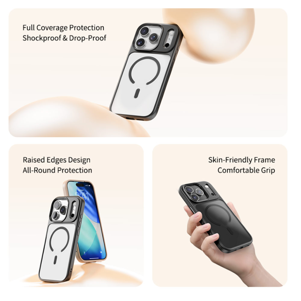 Picture of Apple iPhone 17 Pro 6.3 Case | Rock Guard Transparent Magnetic Anti Drop Protection Case for iPhone 17 Pro 6.3 (Black)