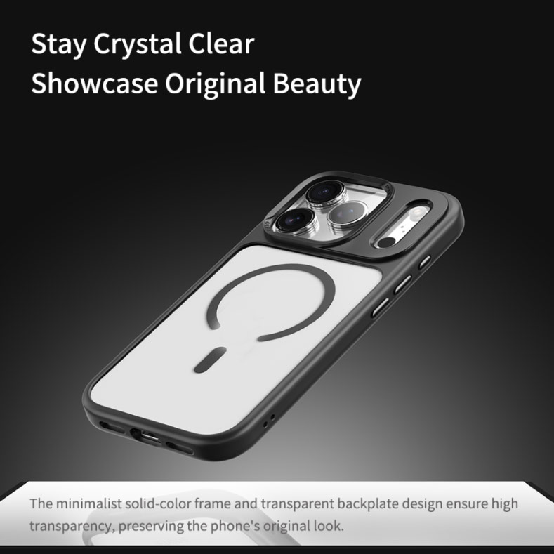 Picture of Apple iPhone 17 Pro 6.3 Case | Rock Guard Transparent Magnetic Anti Drop Protection Case for iPhone 17 Pro 6.3 (Black)