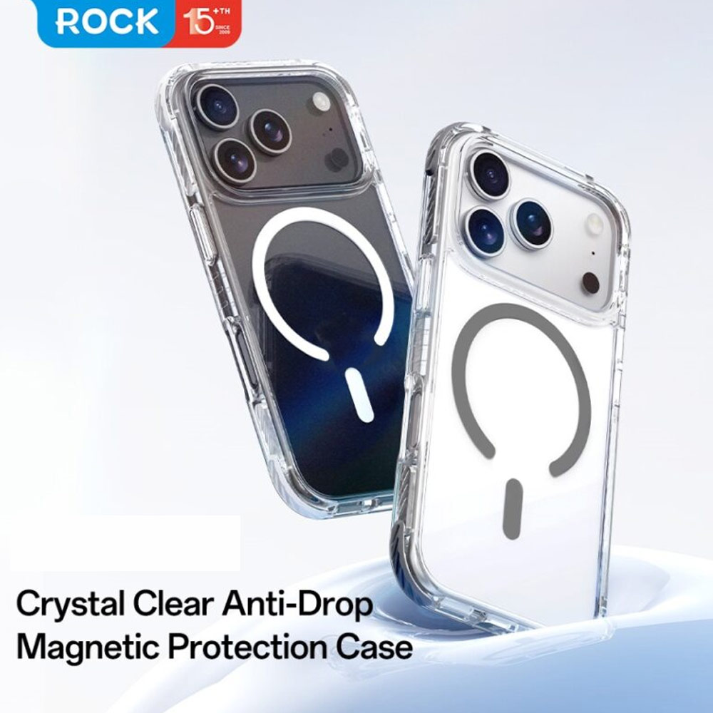 Picture of Apple iPhone 17 Pro Max 6.9 Case | Rock Crystal Clear Magnetic Anti Drop Protection Case for iPhone 17 Pro Max 6.9 (Gold)