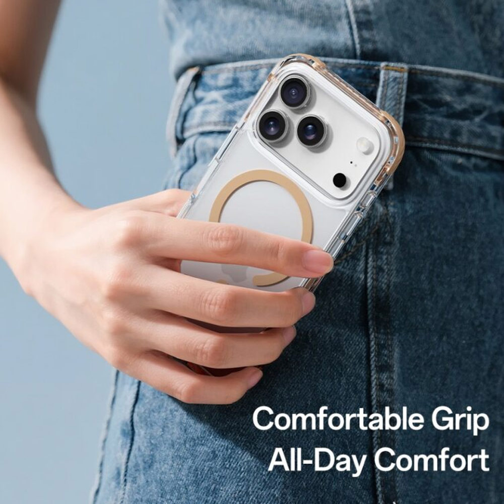 Picture of Apple iPhone 17 Pro Max 6.9 Case | Rock Crystal Clear Magnetic Anti Drop Protection Case for iPhone 17 Pro Max 6.9 (Gold)