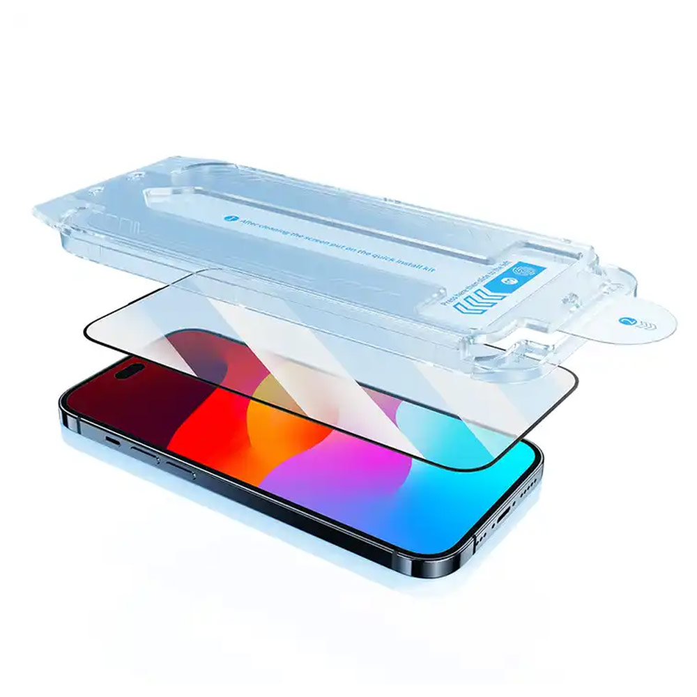 Picture of Apple iPhone 15 Pro 6.1  | Rock 4K HD Full Coverage Tempered Glass with Installation Kit Helper for iPhone 15 Pro 6.1 (HD Clear)