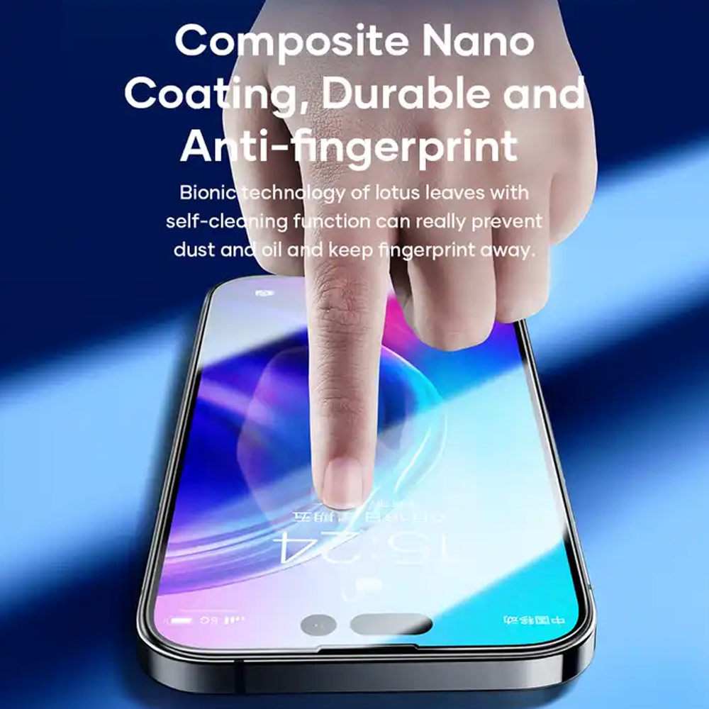 Picture of Apple iPhone 15 Pro 6.1  | Rock 4K HD Full Coverage Tempered Glass with Installation Kit Helper for iPhone 15 Pro 6.1 (HD Clear)