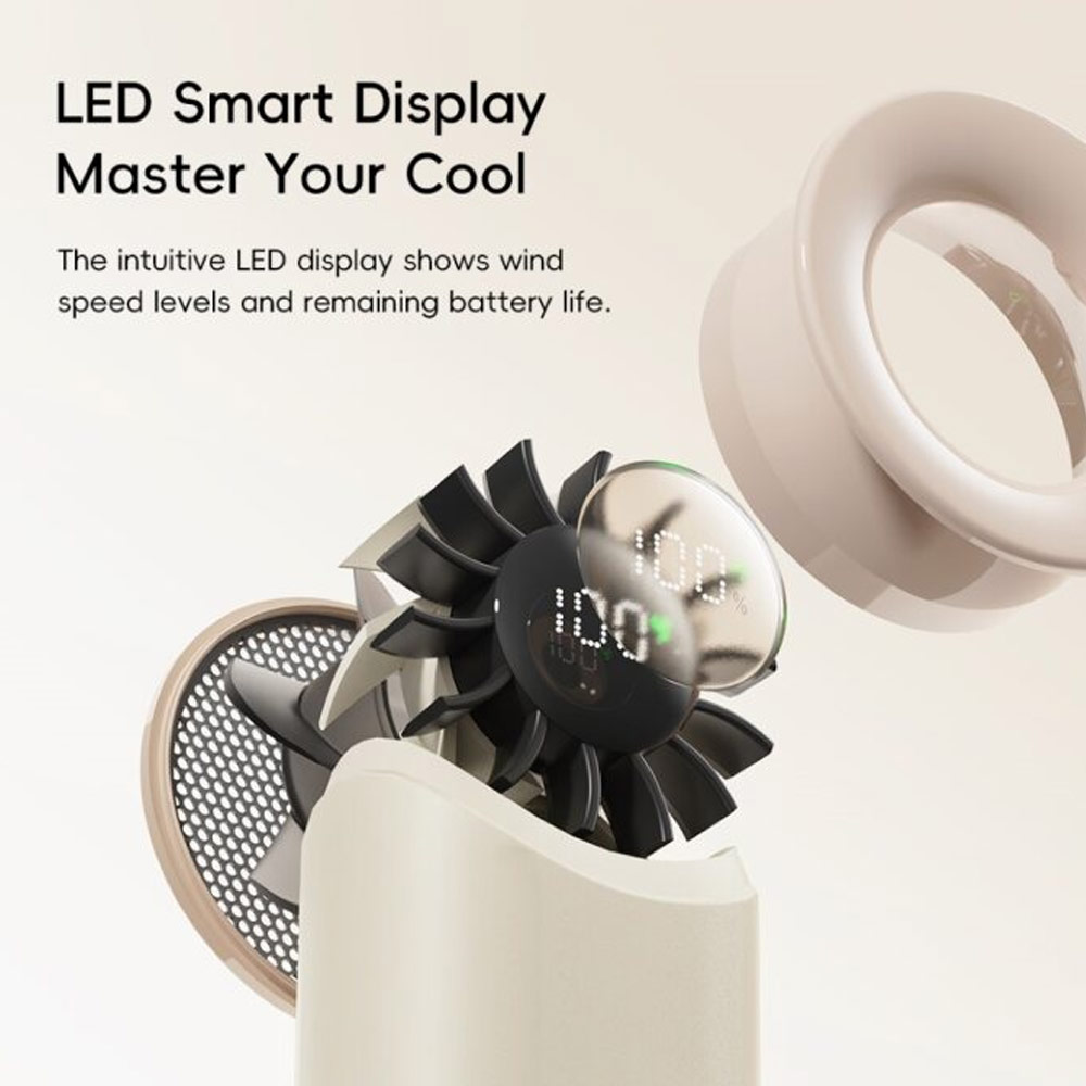 Picture of Rock 5 Ultra Speed Strong Wind Force Portable Mini Handheld Fan 3000mAh 17400RPM (Beige)