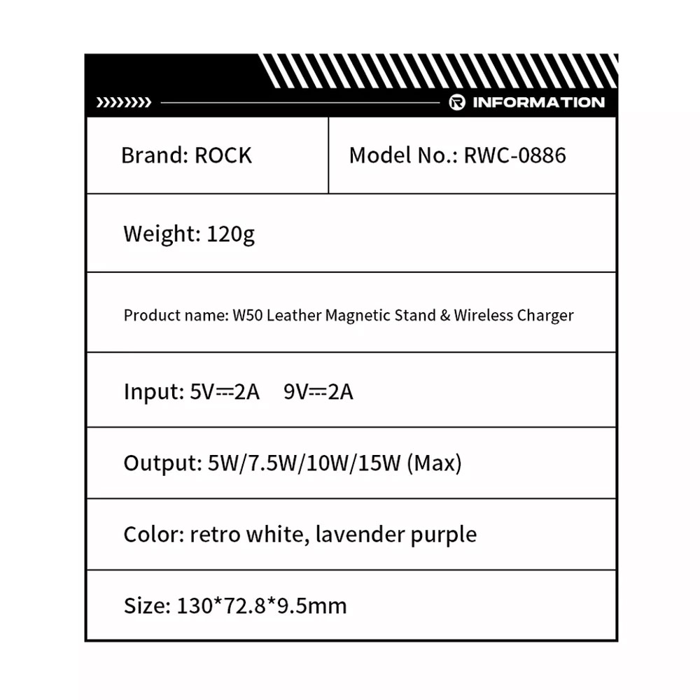 Picture of ROCK W50 PU Leather Phone Holder Stand with Magnetic Wireless Charging Fast Wireless Charger 15W Max for IPhone 14 Pro Max 13 Pro Max 12 Pro Max (White)