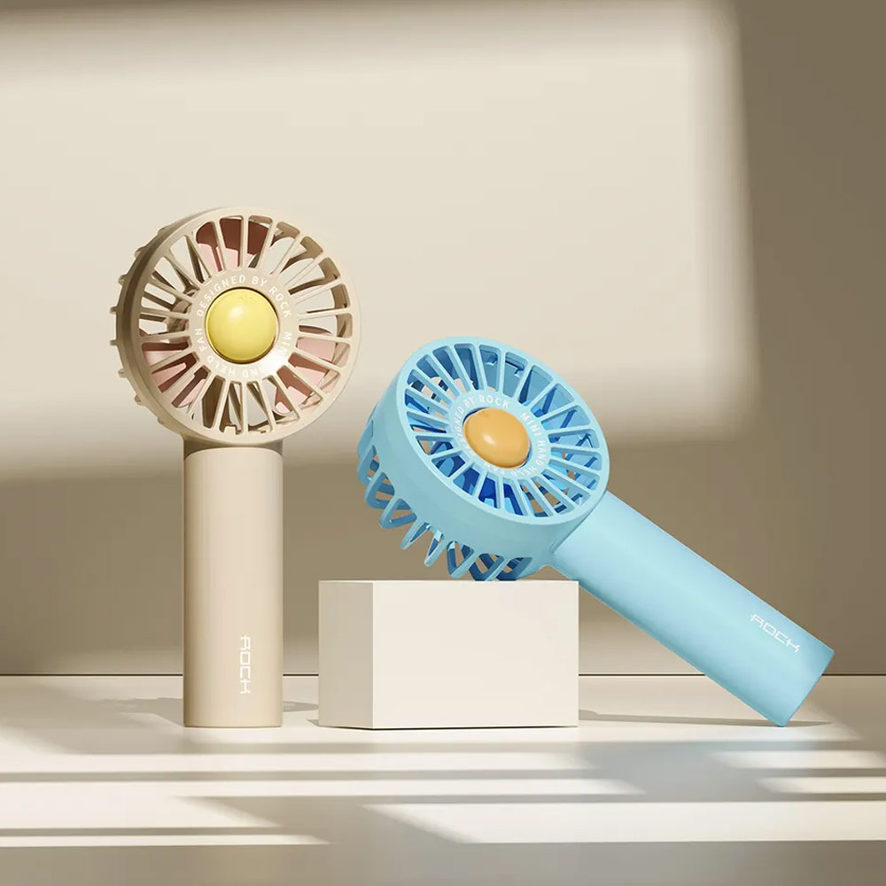 Picture of Rock 3 Speed Wind Force Portable Hold Handheld Mini Rechargeable Fan 1800mAh (Plain Yellow)