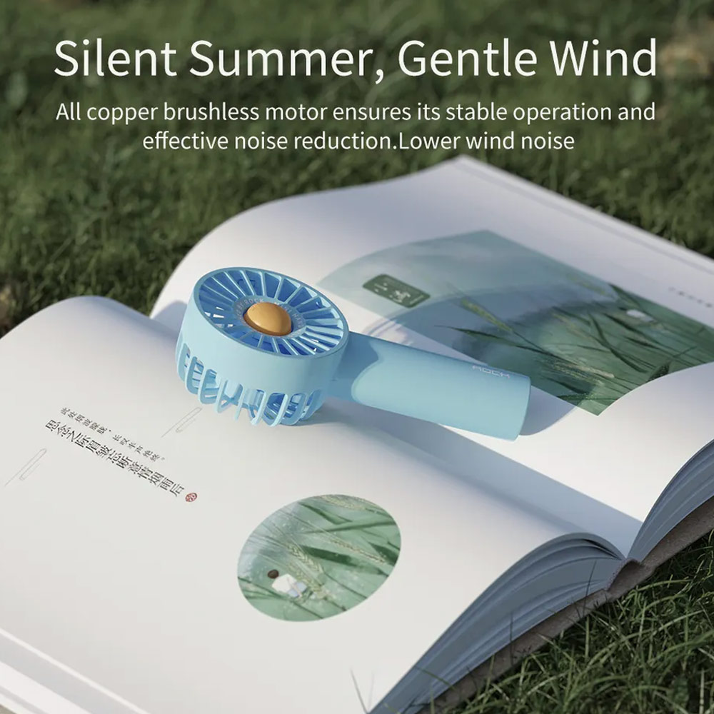 Picture of Rock 3 Speed Wind Force Portable Hold Handheld Mini Rechargeable Fan 1800mAh (Plain Yellow)