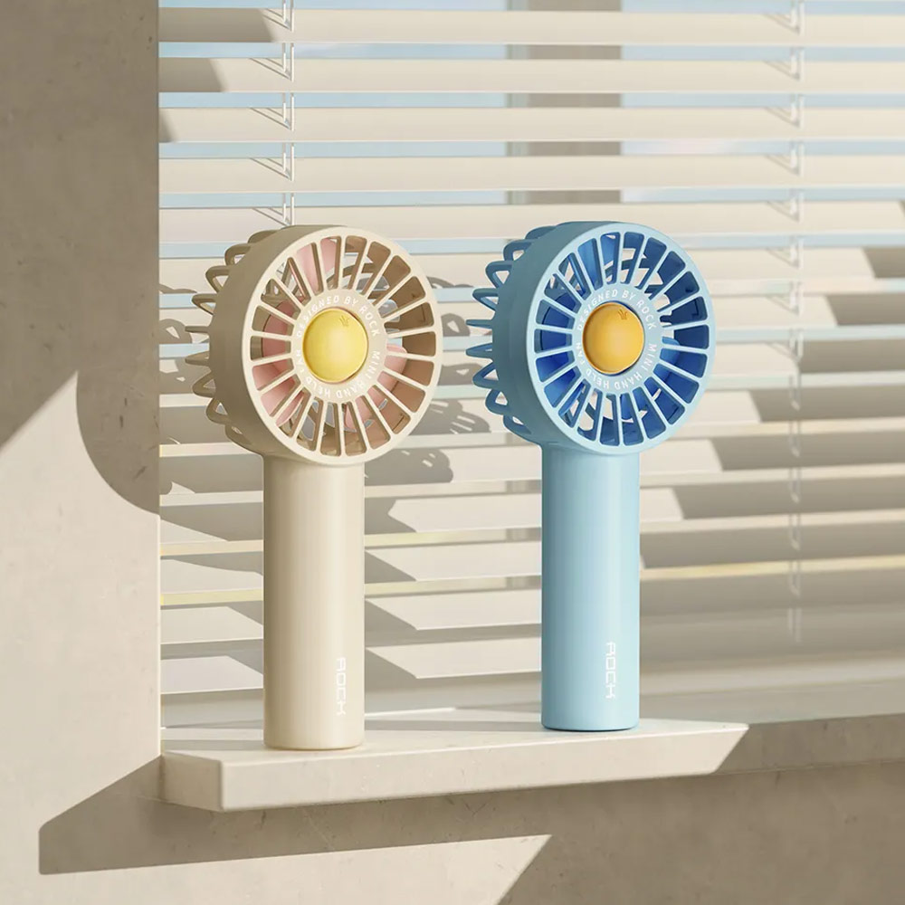 Picture of Rock 3 Speed Wind Force Portable Hold Handheld Mini Rechargeable Fan 1800mAh (Plain Yellow)